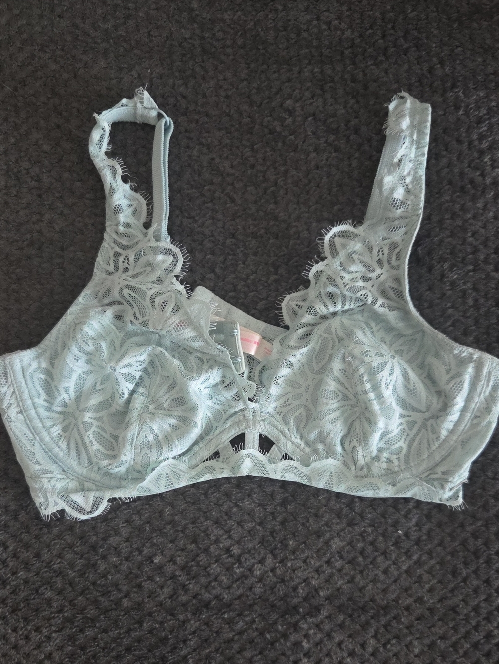 Pink Delicate Lace Underwire Bra - Light Mint Size Medium